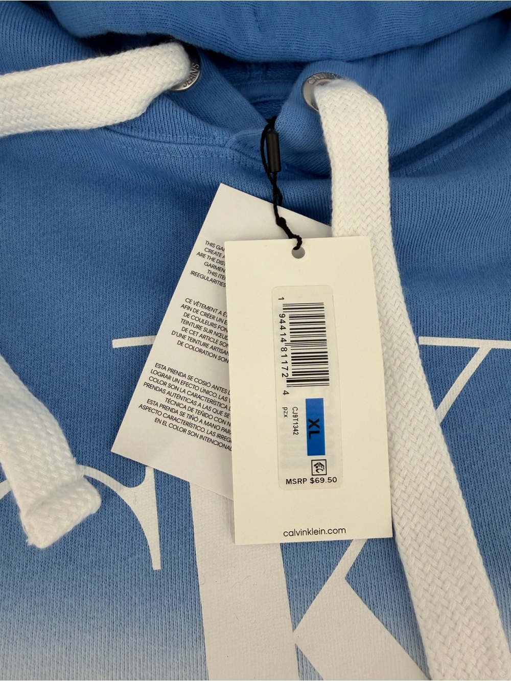 Calvin Klein Jeans Blue Ombre Cropped Pullover Hoodie - Picture 11 of 11